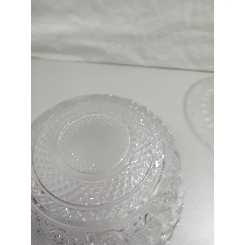 VTG Depression ClearGlass Fluer De Lis Trellis Diamond Pattern KIG Malaysia Dish